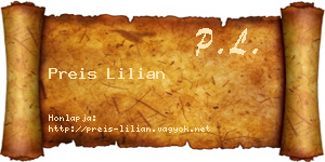 Preis Lilian névjegykártya
